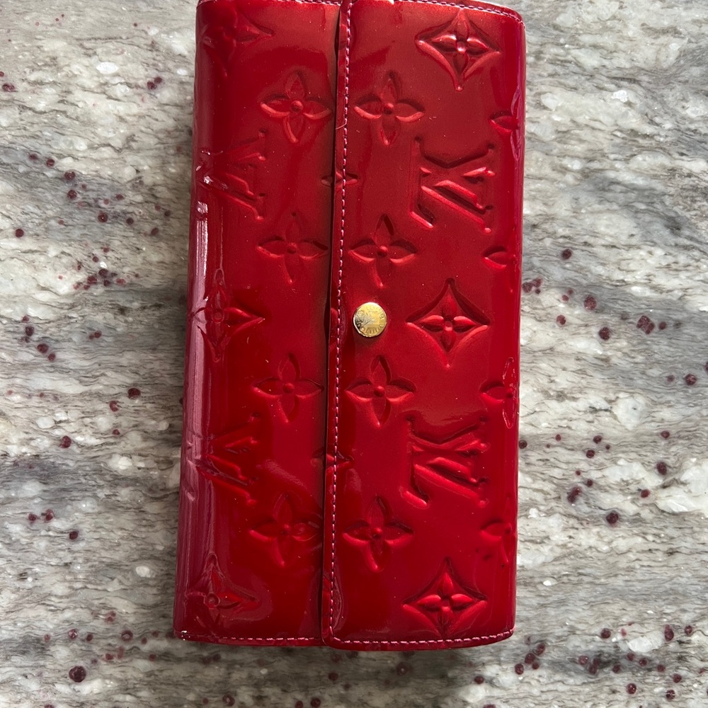 Louis Vuitton Red Leather Accessory with Gold Detail
